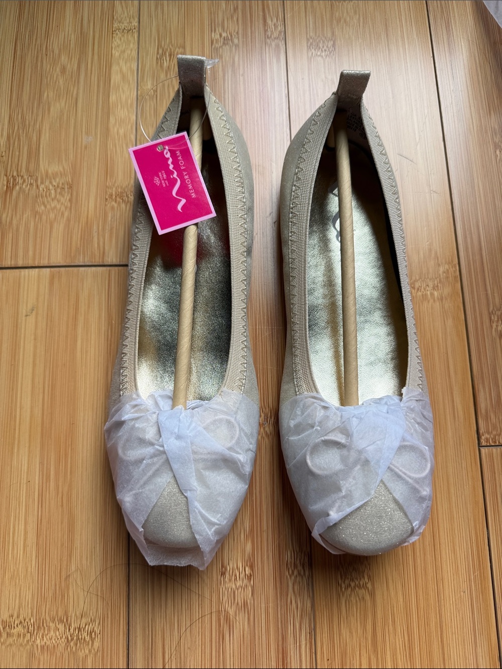 NIB Nina Girls Kendalla Ballet Flats Platino Shimmer Metallic Sz 3 Youth NWT